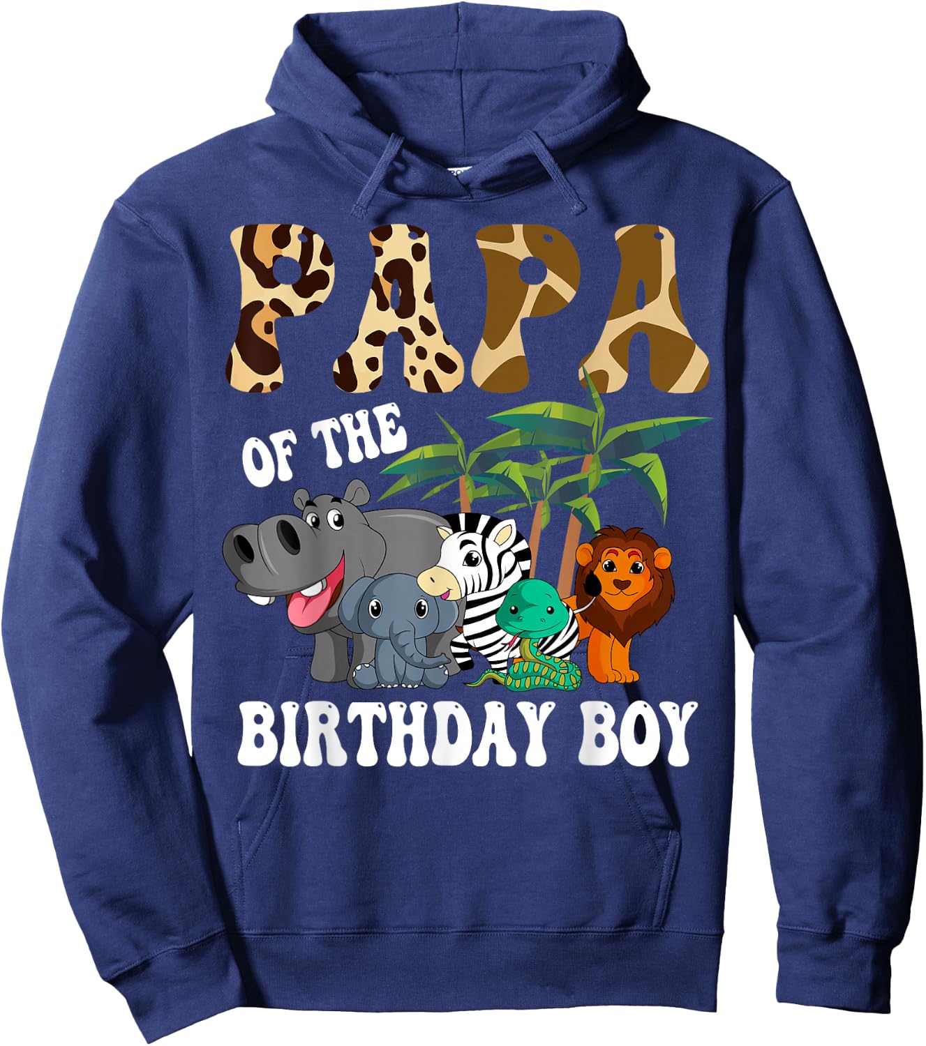 Papa of the Birthday Boy Zoo Bday Safari Celebration Hoodie - Hoodie | Navy