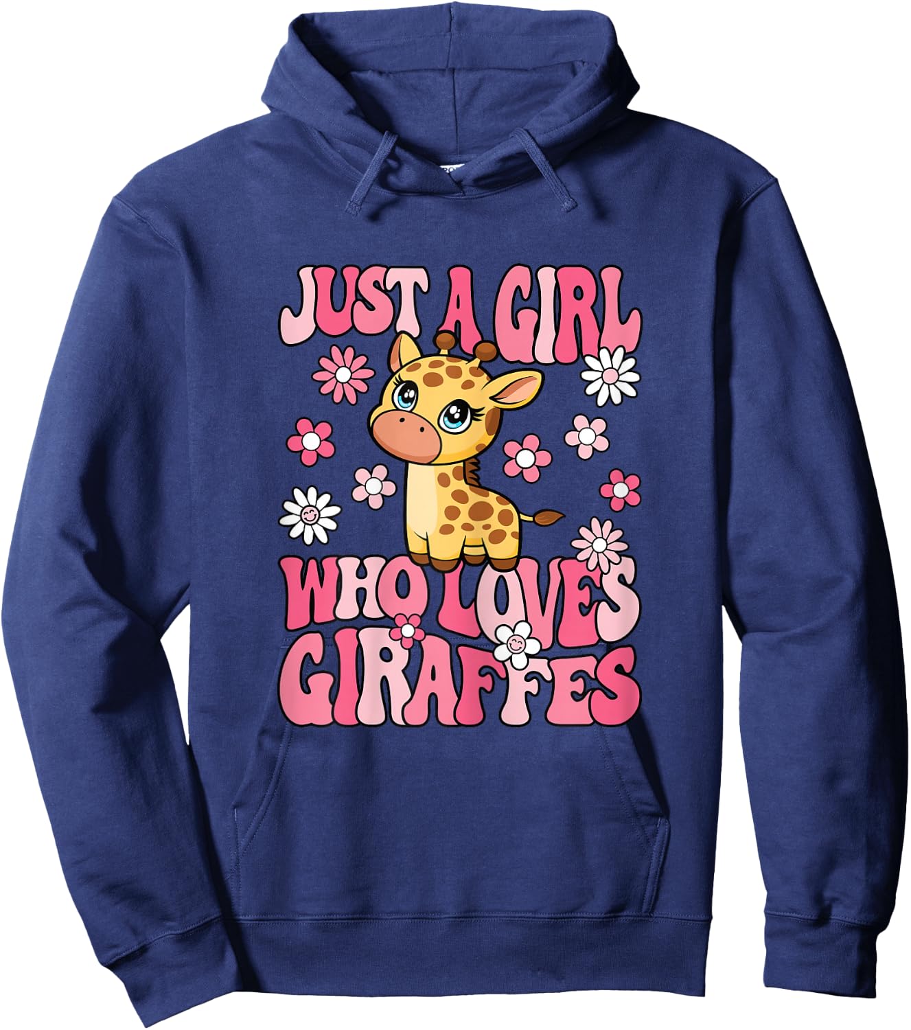 Just A Girl Who Loves Giraffes Groovy Giraffe Girls Kids Hoodie - Hoodie | Navy