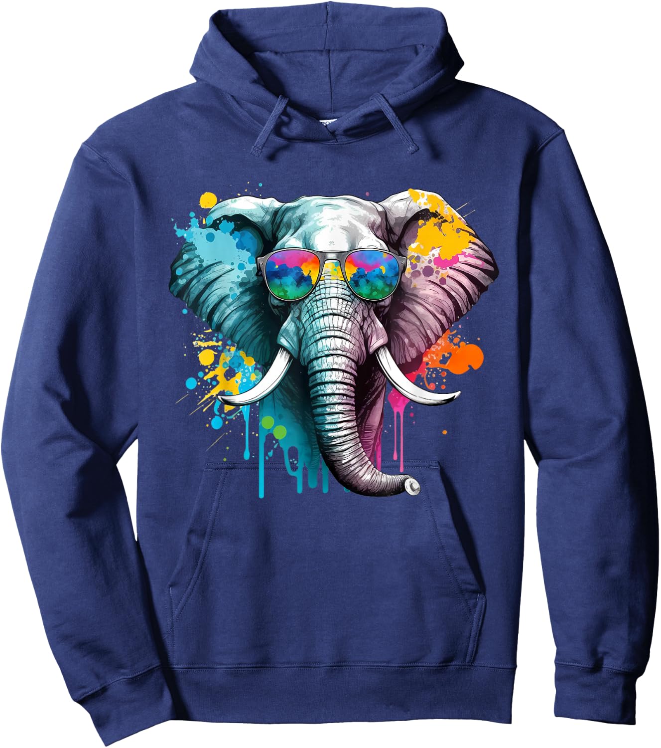 Cool colourful elephant for elephant lovers , black Hoodie - Hoodie | Navy