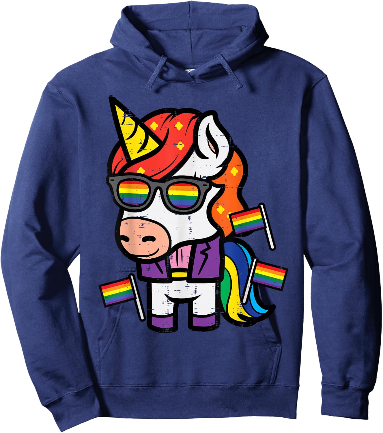 Gay Unicorn Rainbow Flag LGBT Pride Month Magical Men Women Hoodie - Hoodie | Navy