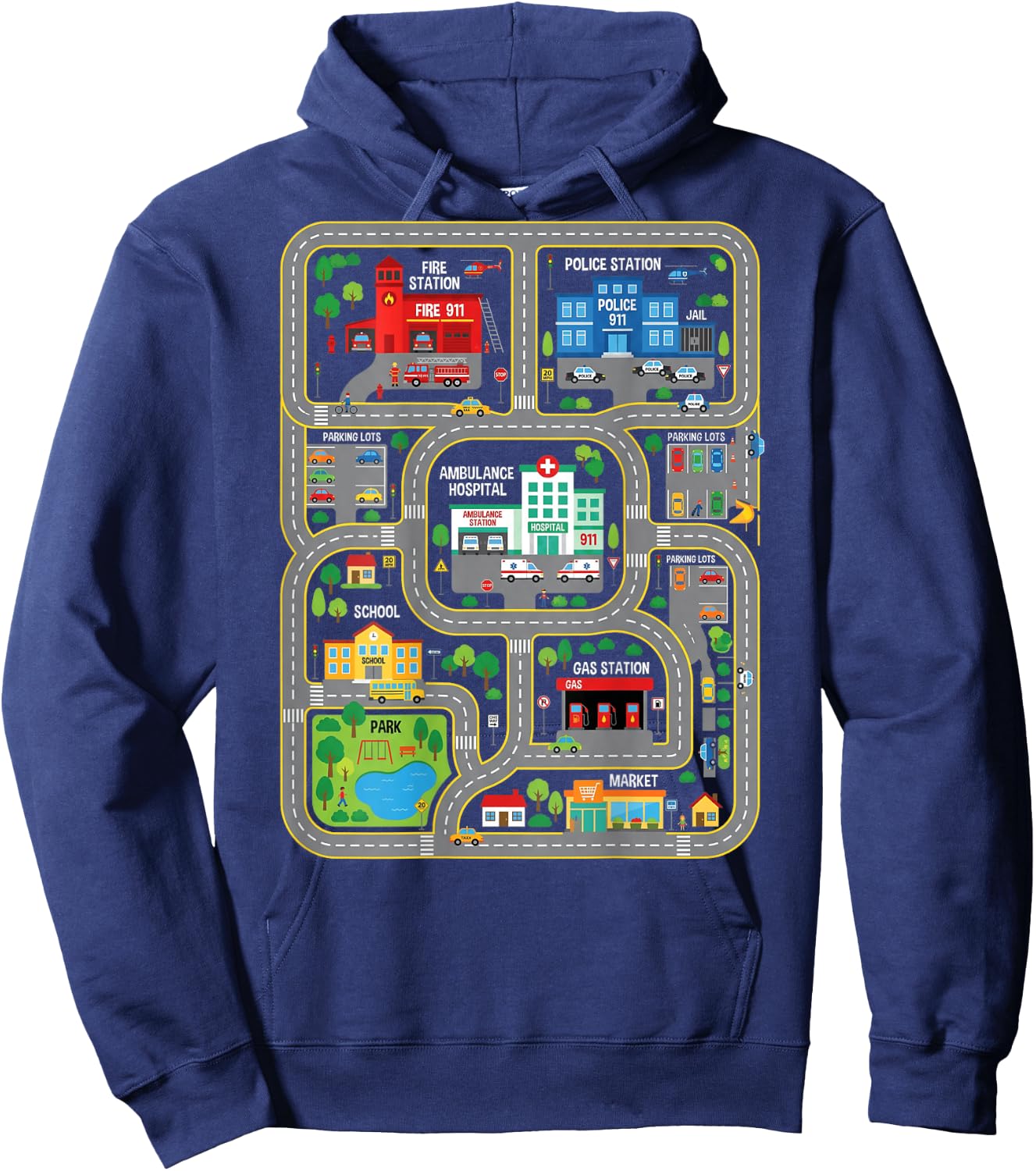 Play Cars On Dads Back City Map Race Track Tired Dads Funny Hoodie - Hoodie | Navy