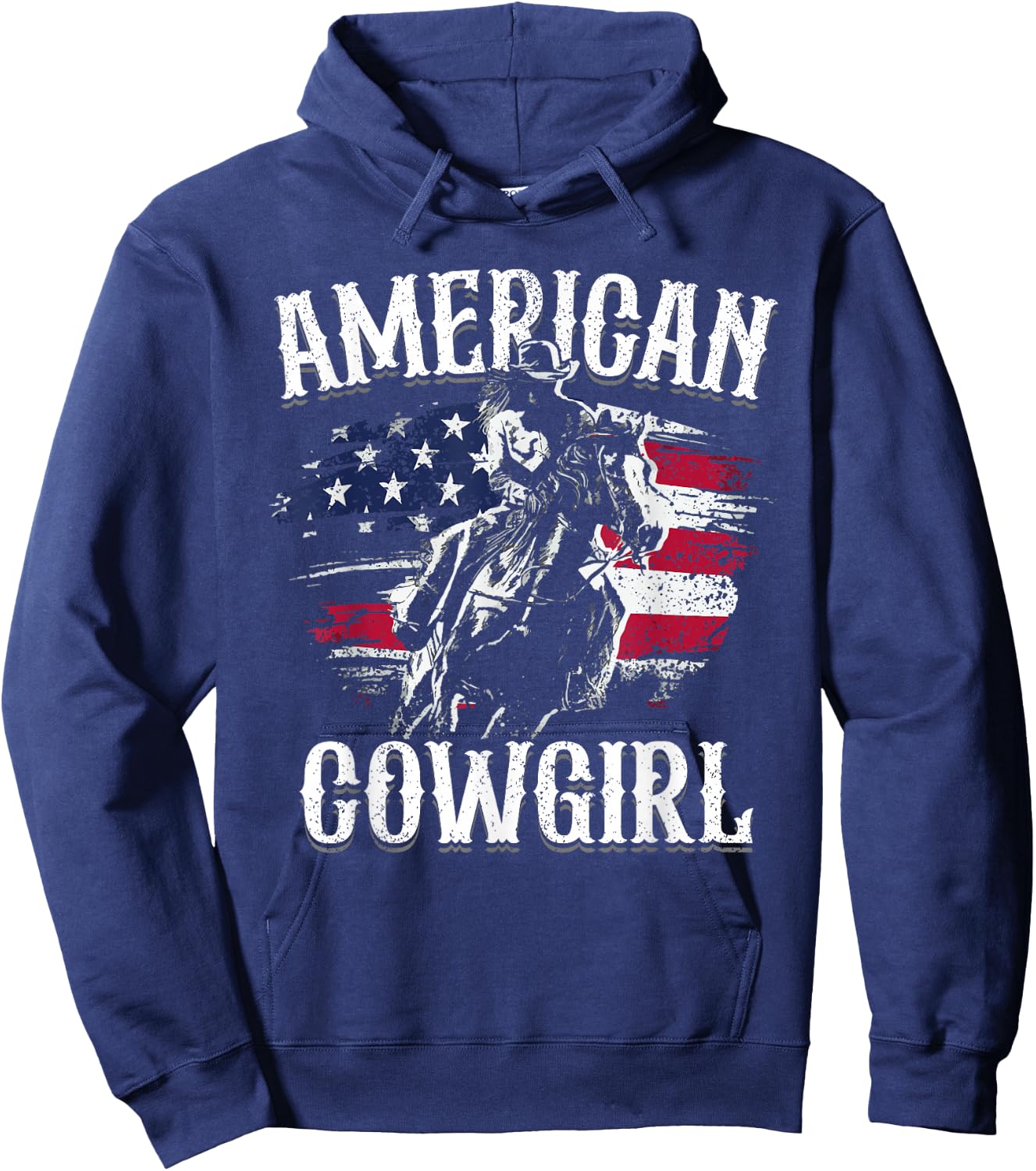 American Cowgirl Rodeo Barrel Racing Horse Riding Girl Gift Hoodie - Hoodie | Navy