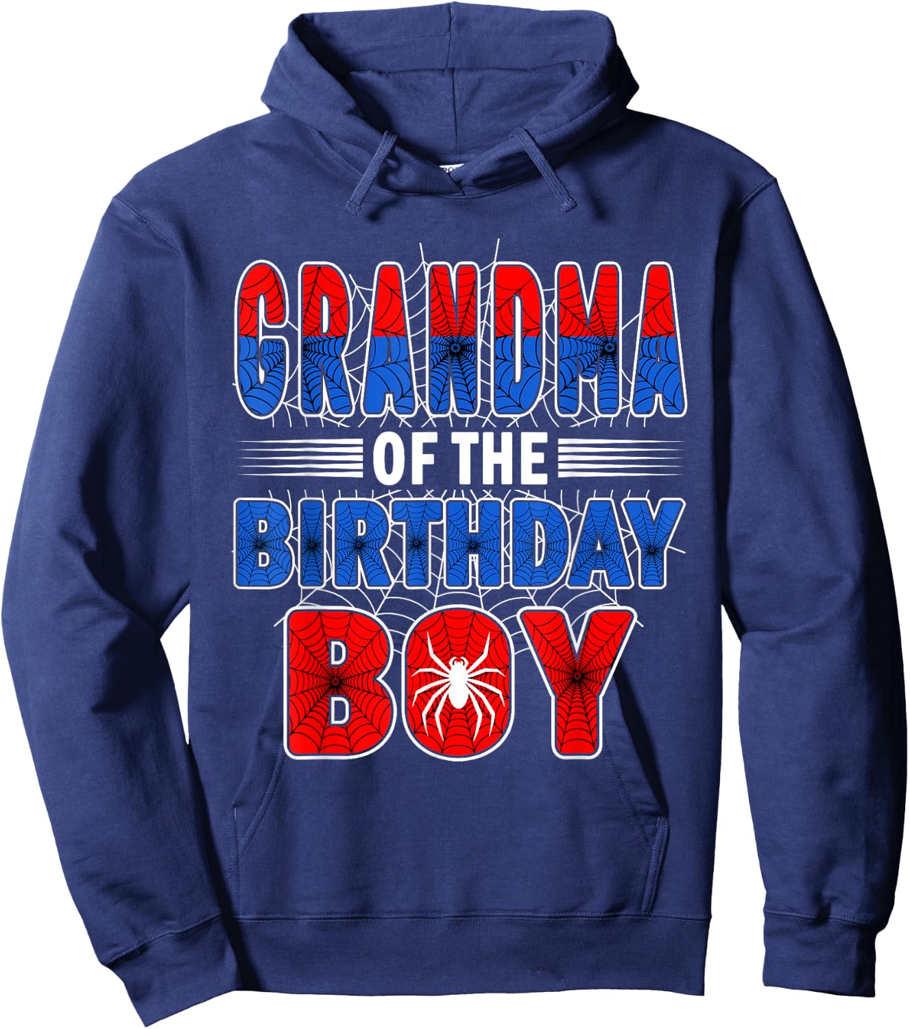 Grandma of The Birthday Boy Spider Web Birthday Party Hoodie - Hoodie | Navy