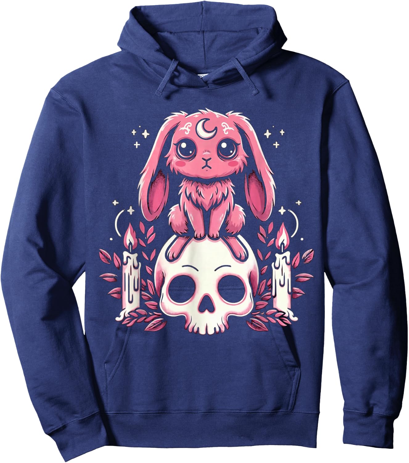 Gothic Hase Bunny Fledermaus auf Schädel Mond Goth Hoodie - Hoodie | Navy