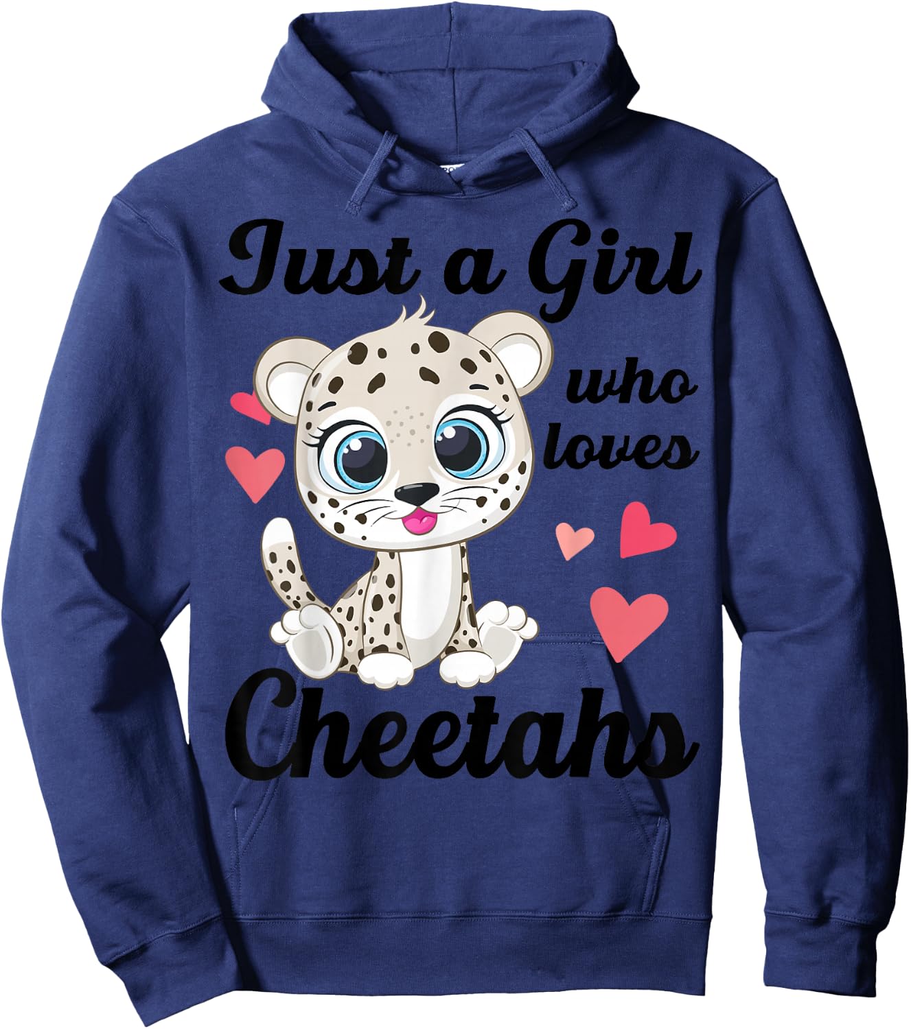 Cute Just A Girl Who Loves Cheetahs-Shirt Women Kids Toddler Hoodie - Hoodie | Navy