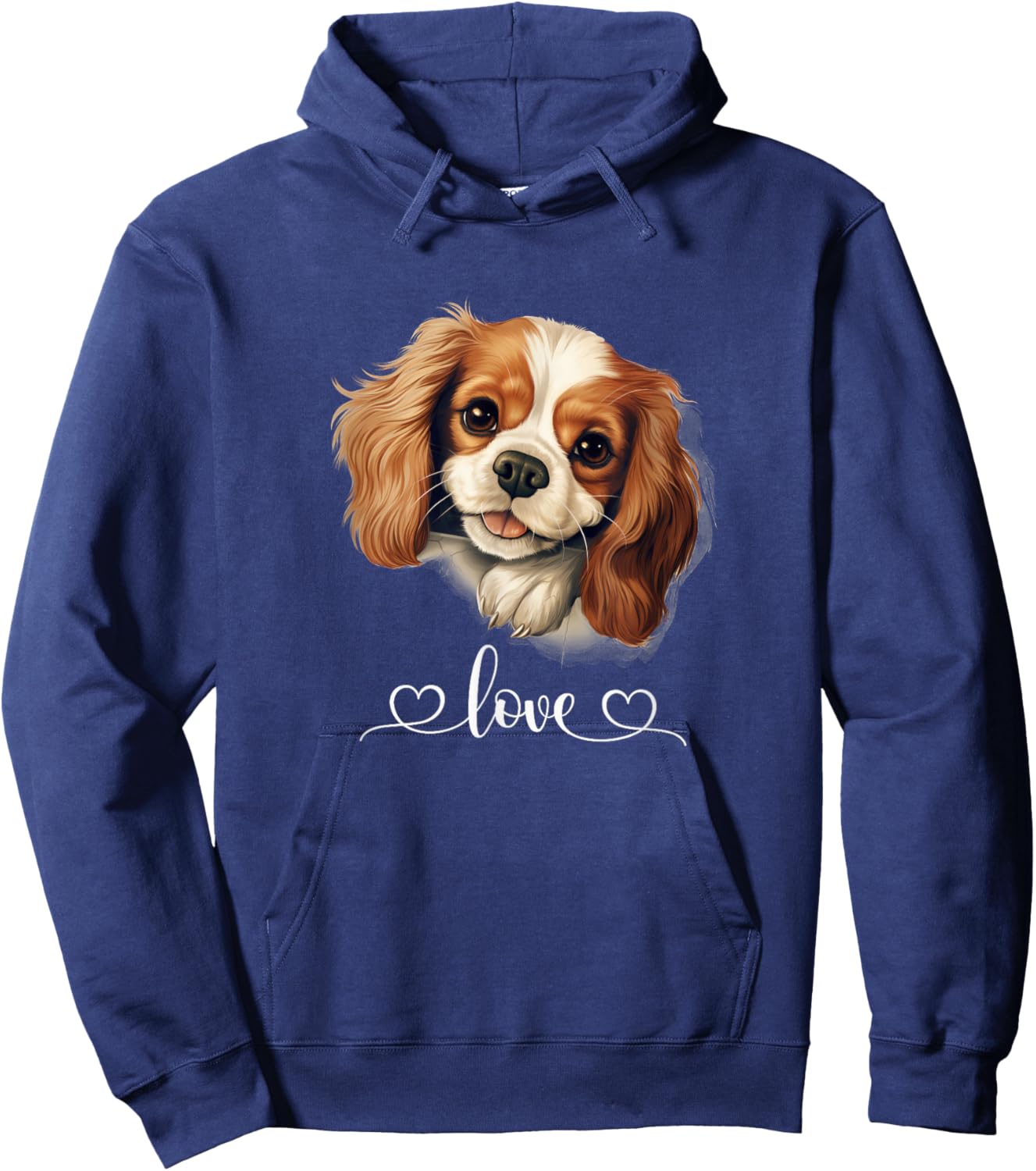 Cute Dog Graphic Puppy Cavalier King Charles Spaniel Dog , Small, Black Hoodie - Hoodie | Navy