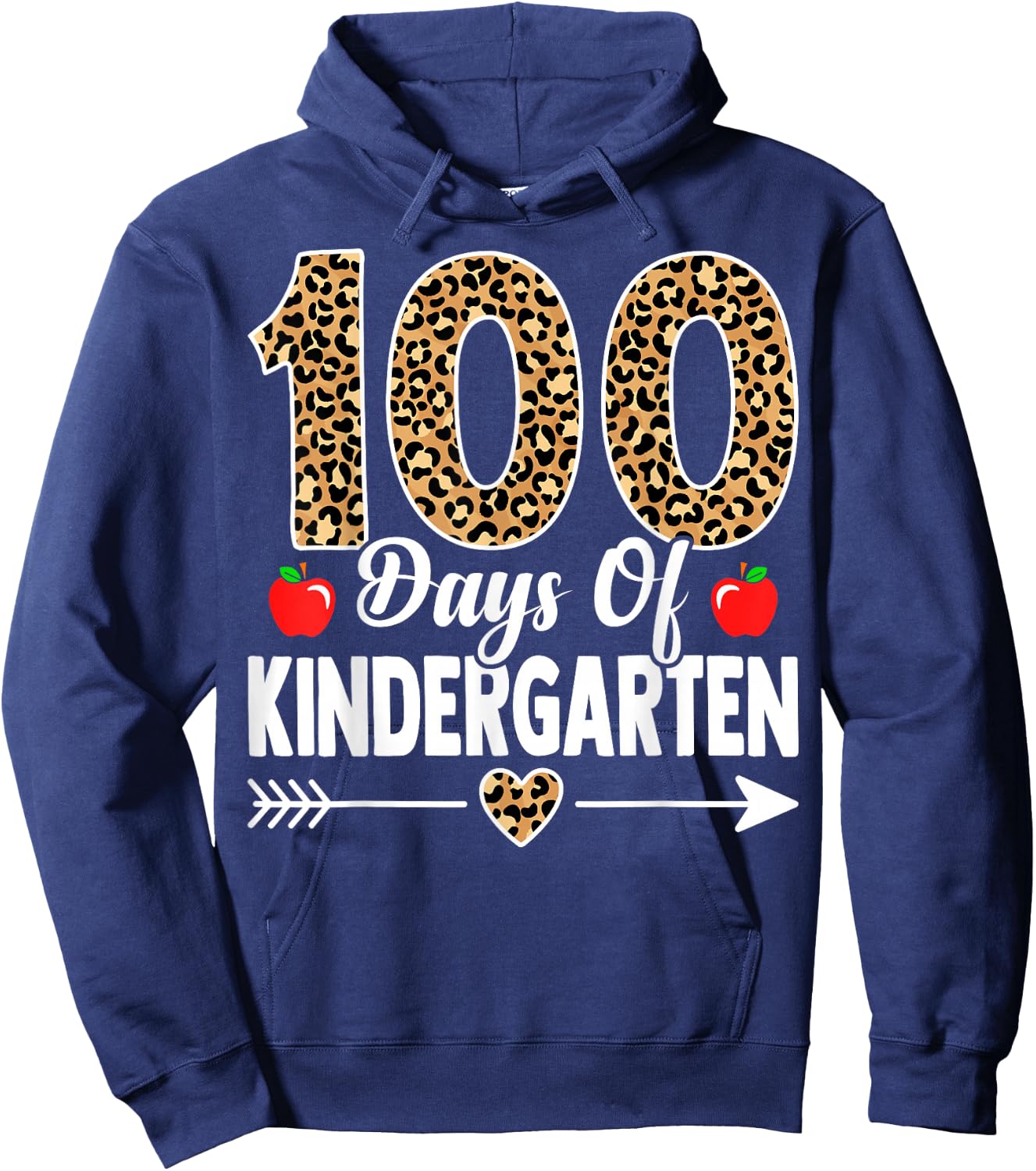 100 Days of Kindergarten Leopard 100th Day Of School Hoodie - Hoodie | Navy