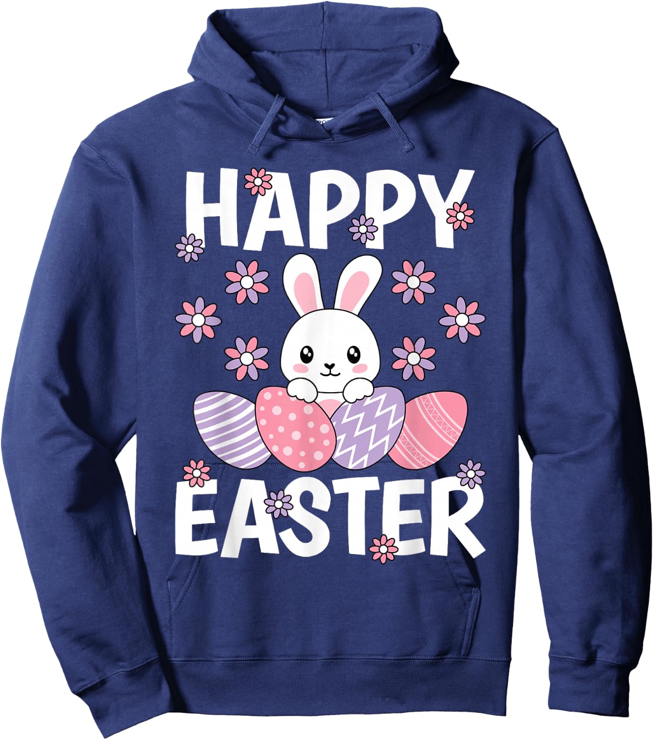 Cute Happy Easter Bunny Rabbit Egg Women Girls Kids Hoodie - Hoodie | Navy
