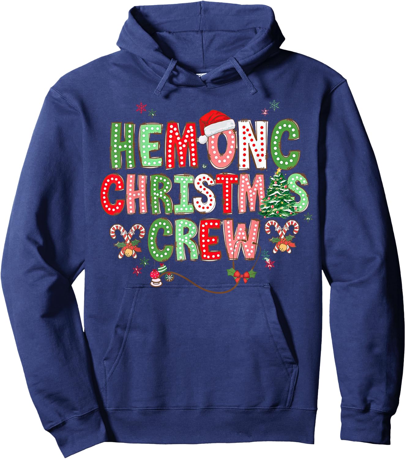 Christmas Hemonc Crew, Hematology Oncology Nurse Christmas Hoodie - Hoodie | Navy