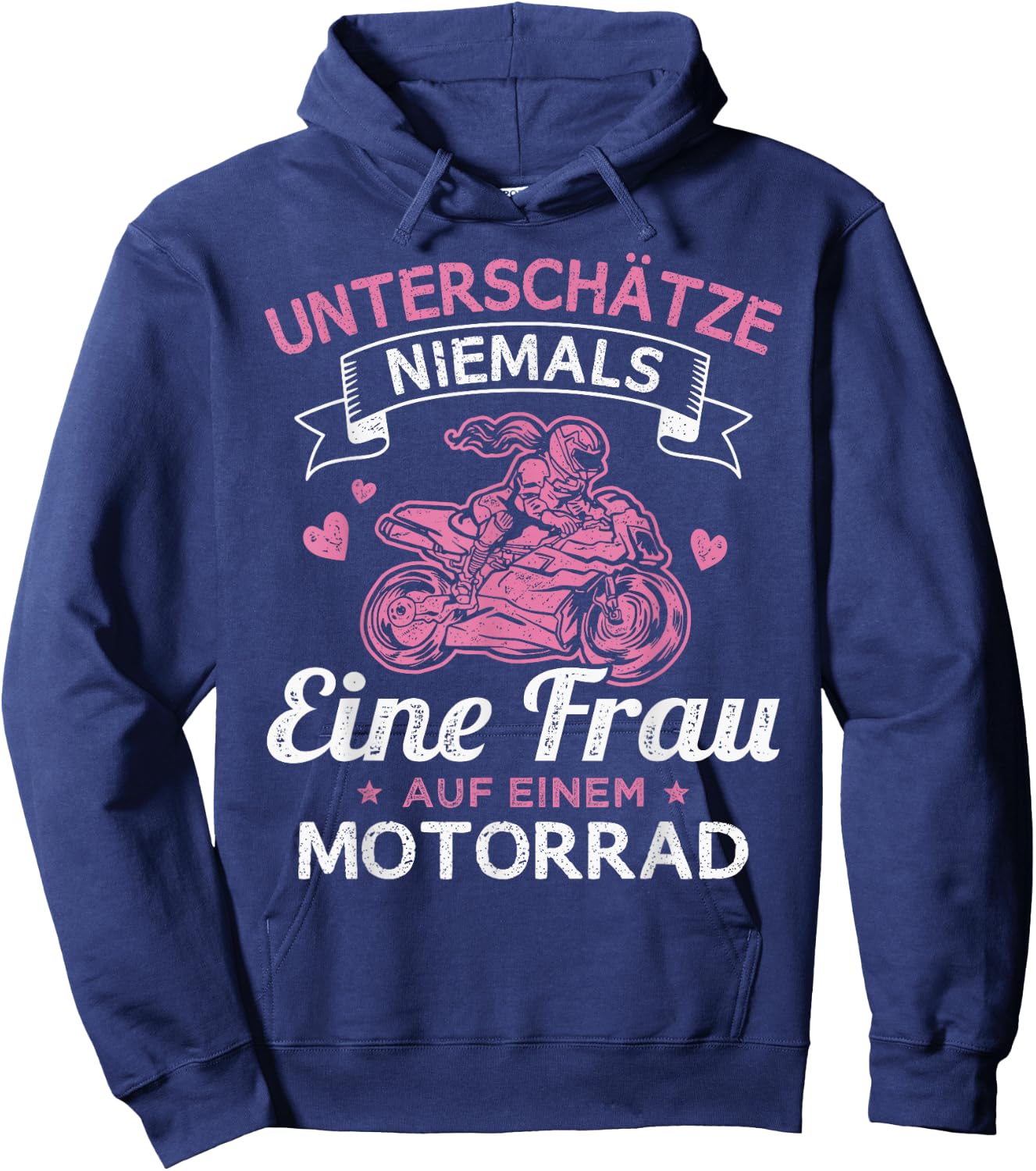 Unterschätze Niemals eine Frau auf einem Motorrad Bikerin Hoodie - Hoodie | Navy