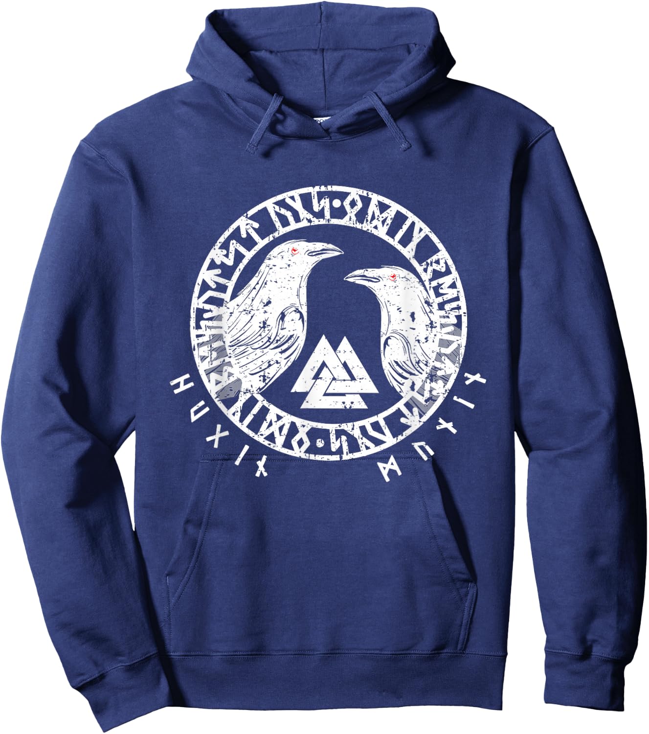 Vegvisir Ravens Odins Hugin and Munin Hoodie - Hoodie | Navy