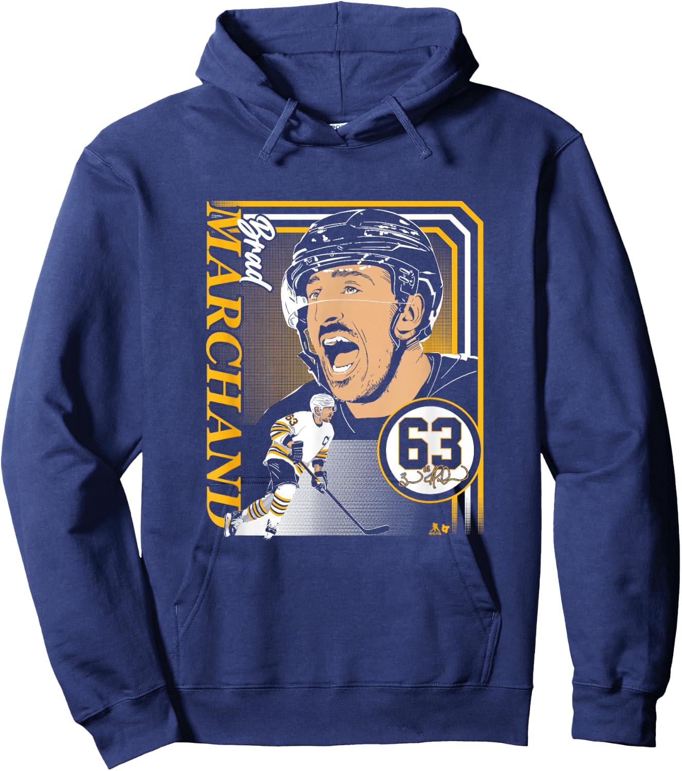 Brad Marchand: Collage Frame - Boston Hockey Hoodie - Hoodie | Navy