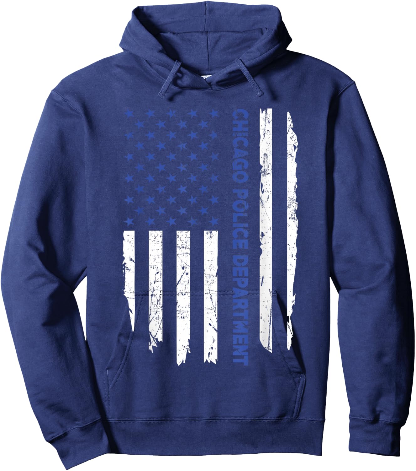 Chicago Police Officer American Flag Thin Blue Line Women Men Hoodie - Hoodie | Navy