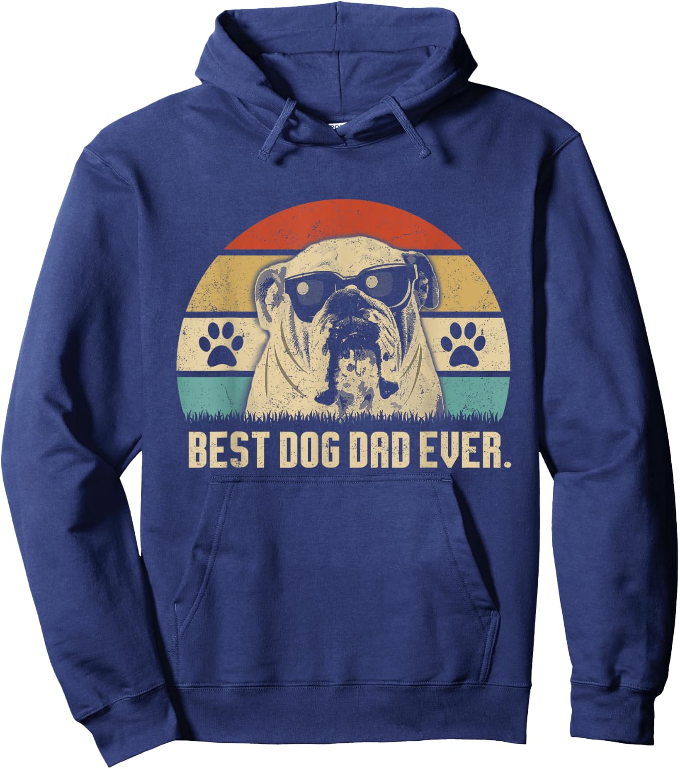 Vintage Best English Bulldog DAD Ever shirt Fathers Day Gift Men Hoodie - Hoodie | Navy