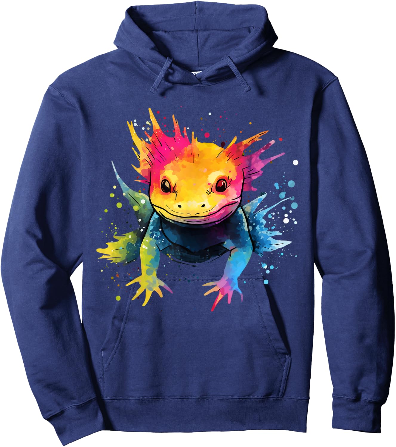 Cool Axolotl on Colourful Painted Axolotl , black Hoodie - Hoodie | Navy