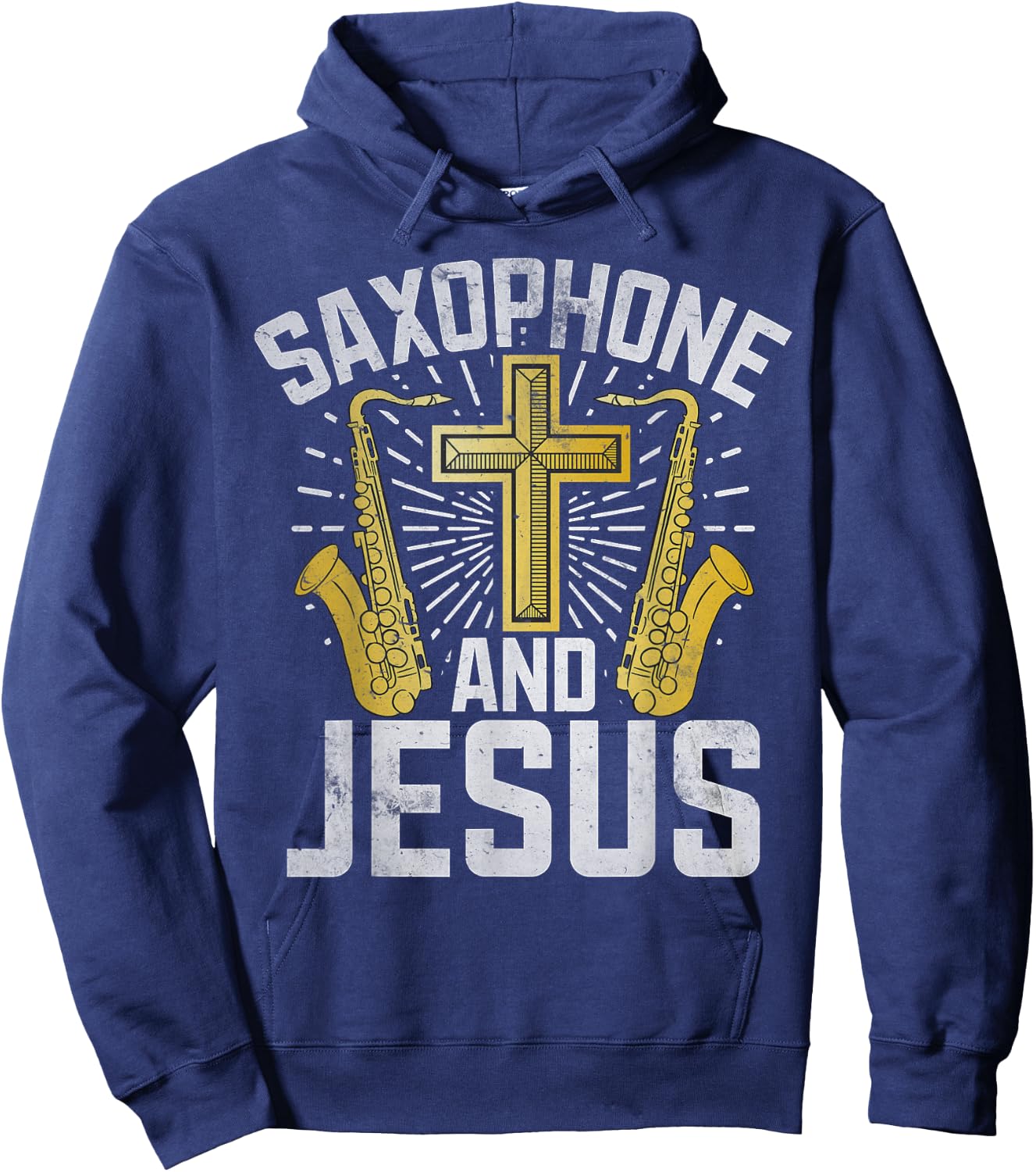 Saxophone and Jesus Saxophone Hoodie - Hoodie | Navy