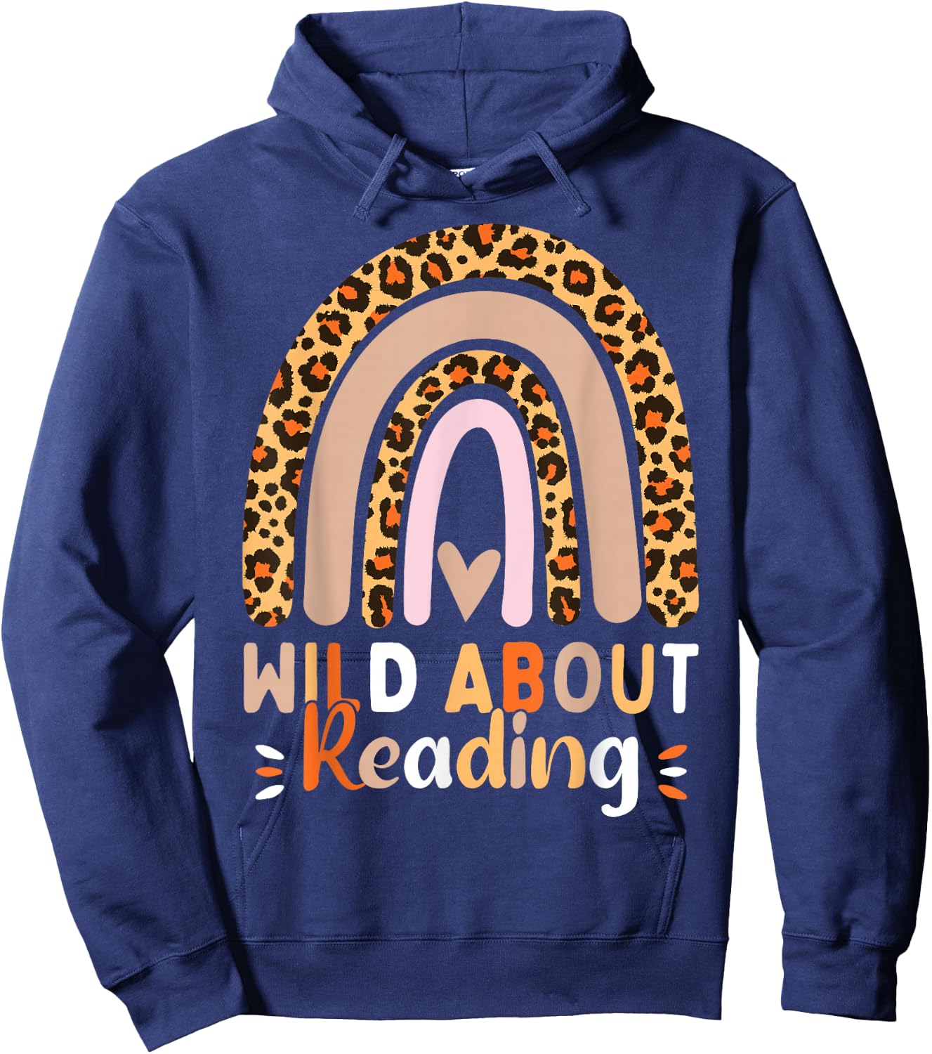 Leopard Teacher Wild About Reading Books Reader Librarian Hoodie - Hoodie | Navy