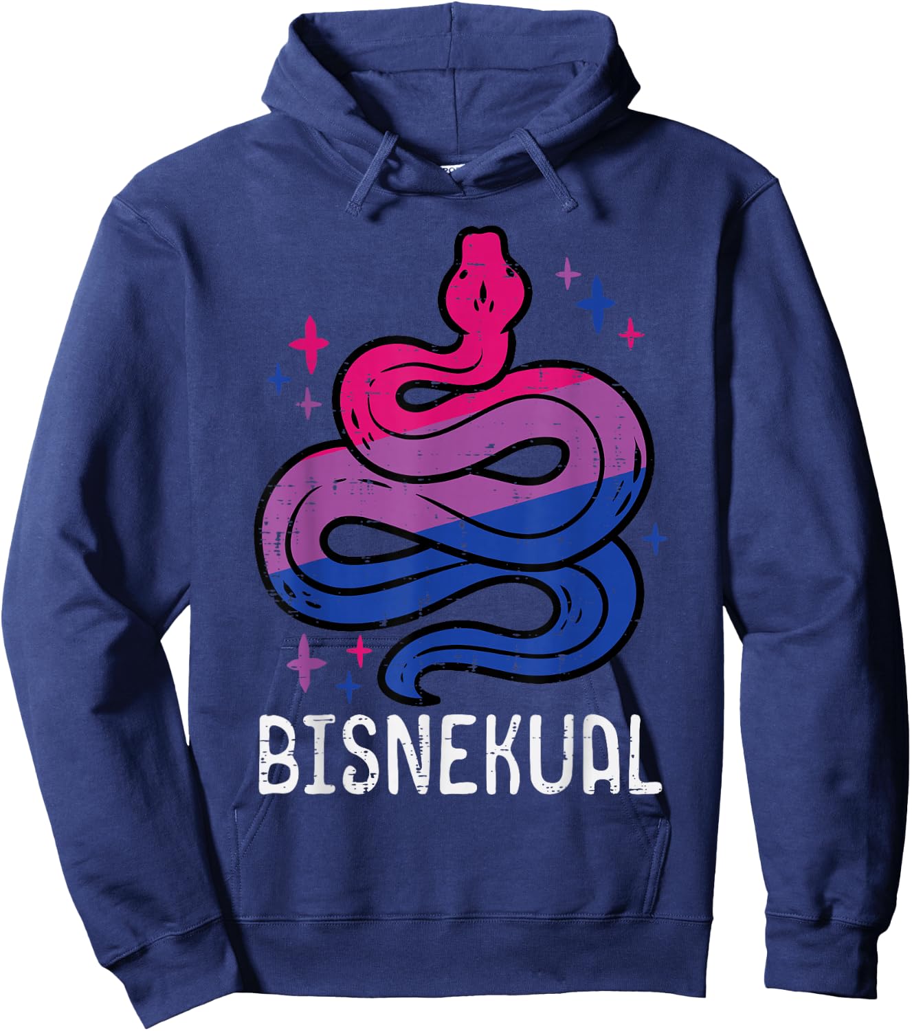 Bisexual Snake Bisnekual Funny Bi Pride Flag LGBTQ Men Women Hoodie - Hoodie | Navy