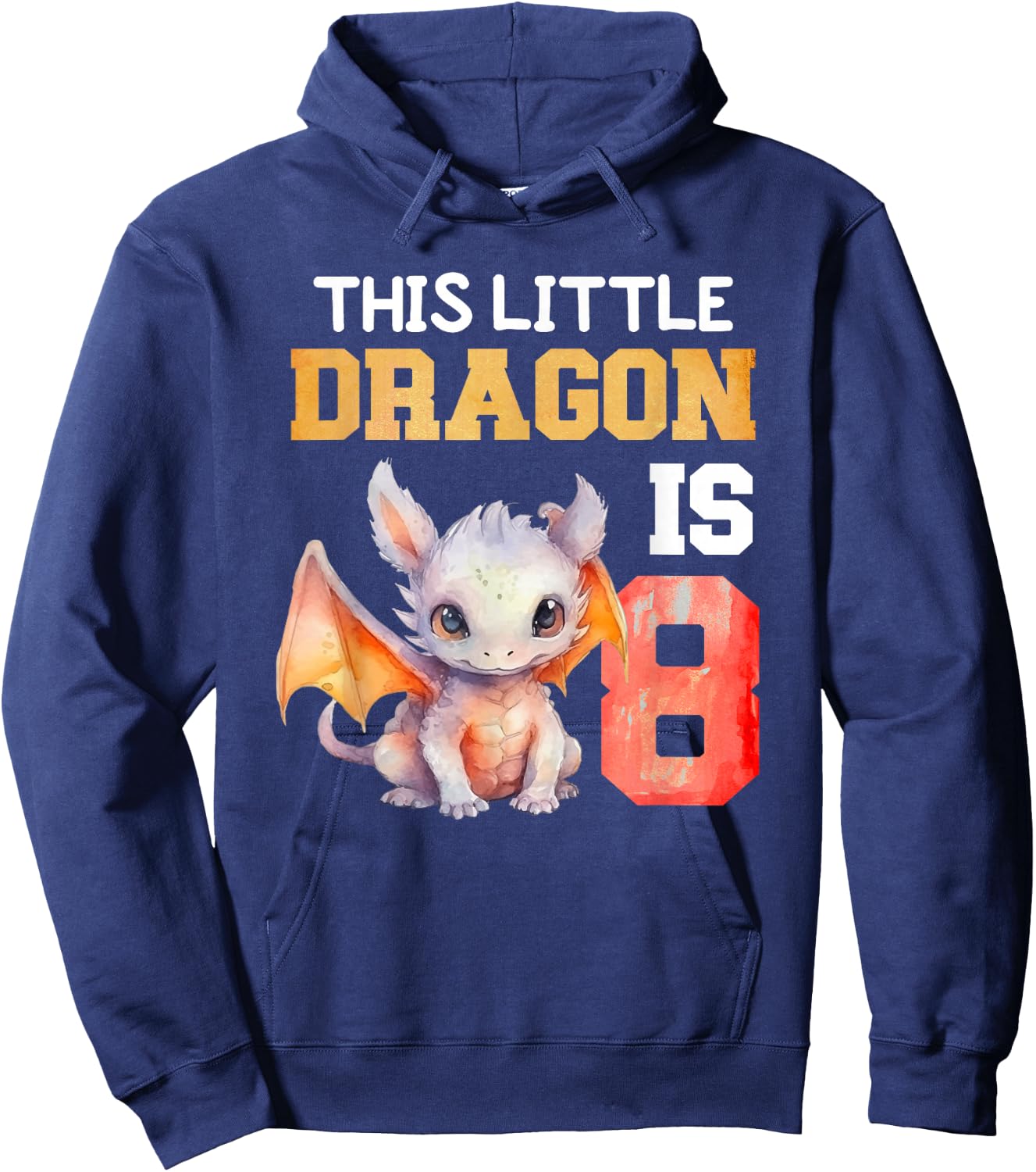 This Little Dragon is 8 Year Old Birthday Dragon 8th Girl Hoodie - Hoodie | Navy