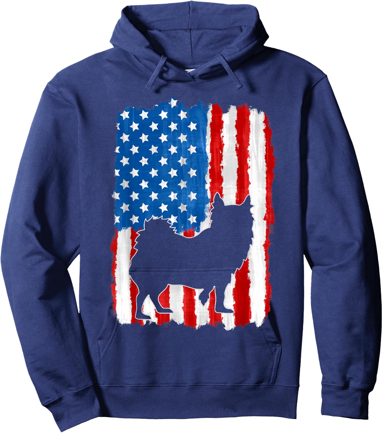 Long Haired Hair Chihuahua Women American USA Flag Hoodie - Hoodie | Navy