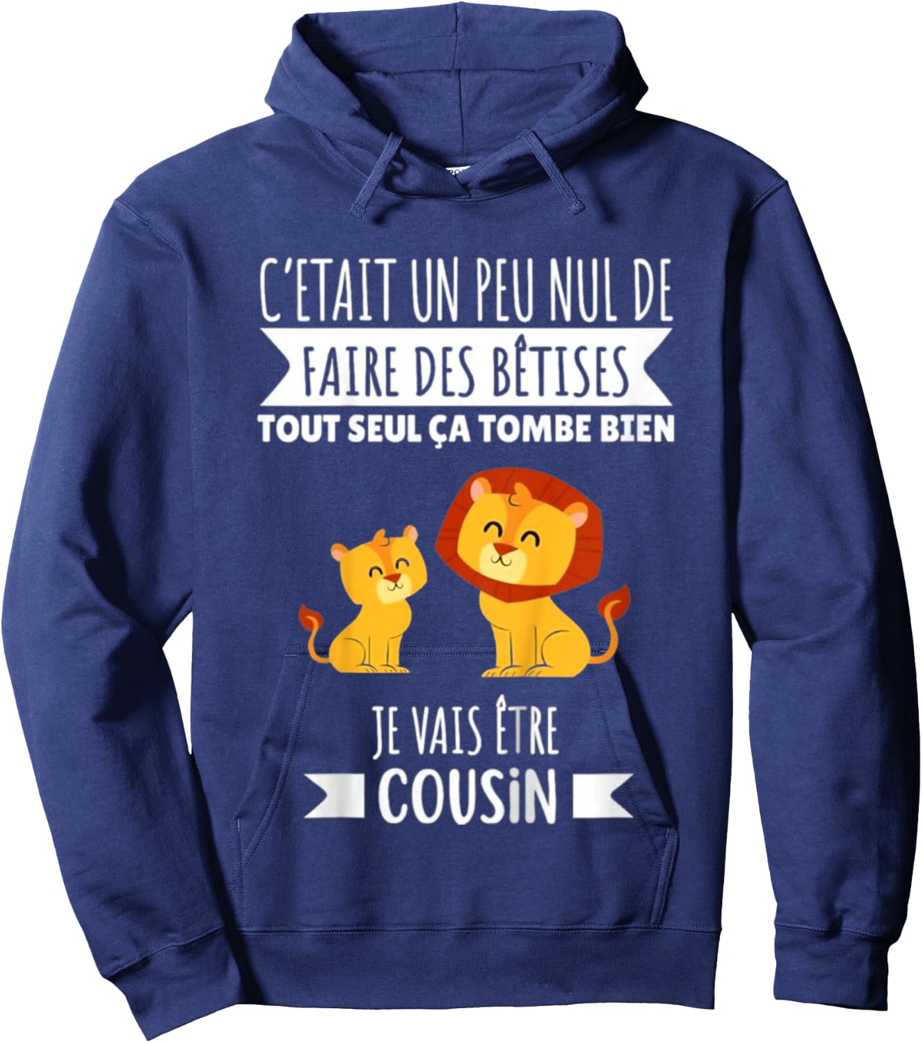Child Future Cousin Announcement Pregnancy Lion 2025 , Black, 2 Hoodie - Hoodie | Navy