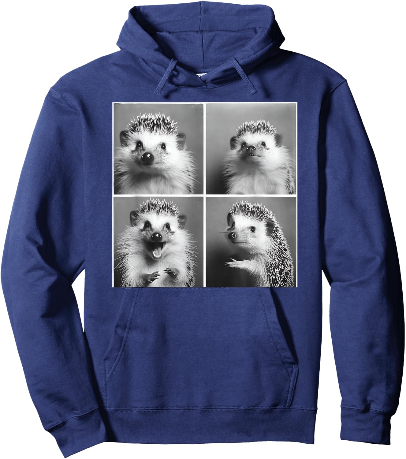 Cute Hedgehog Wildlife Photography -Adults Kids - Black - Small - Short Sleeve - Modern - Cartoon Animal - Hedgie Photo Funny Animal Hoodie - Hoodie | Navy