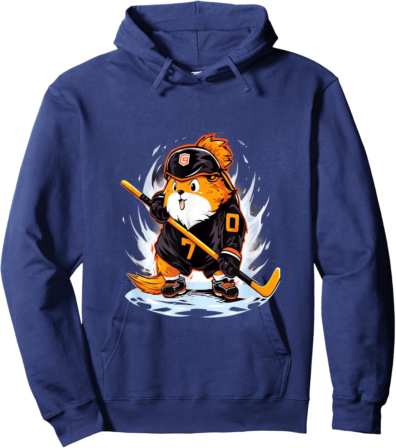 Guinea Pig Ice Hockey Player Hockey Stick Goalie Hoodie - Hoodie | Navy