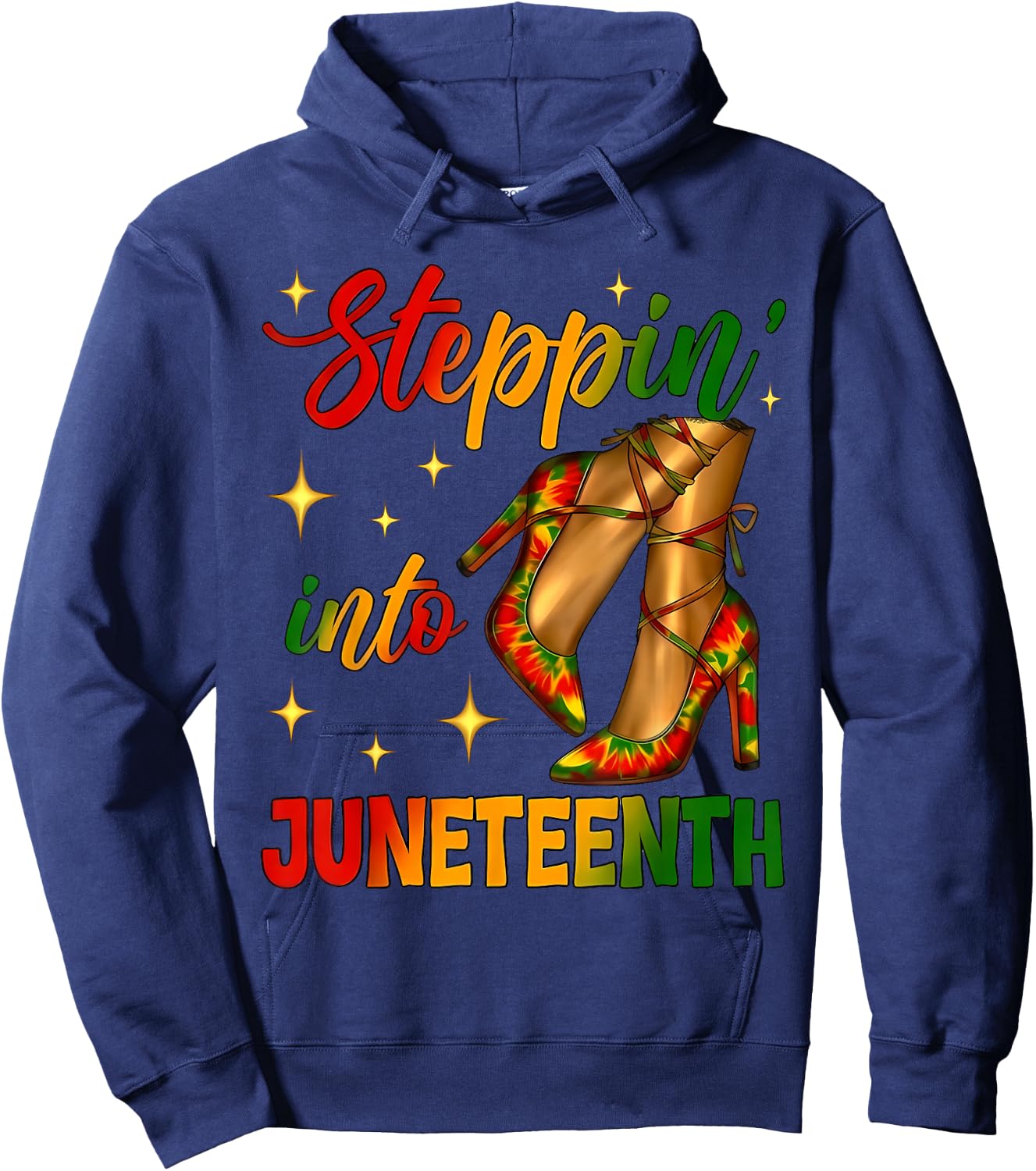 Stepping Into Juneteenth 1865 Black Afro Sneakers Girl Women Hoodie - Hoodie | Navy