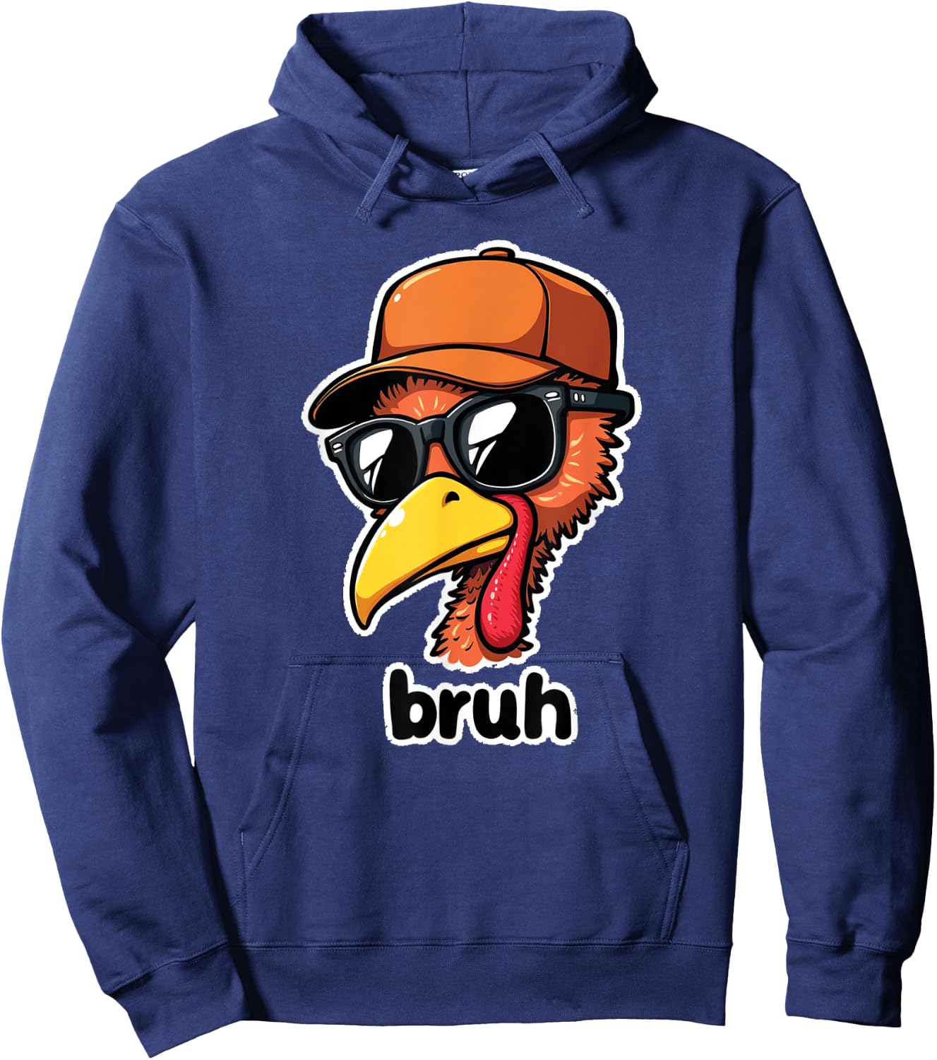 turkey face thanksgiving Bruh Boys Toddler youth man turkey Hoodie - Hoodie | Navy