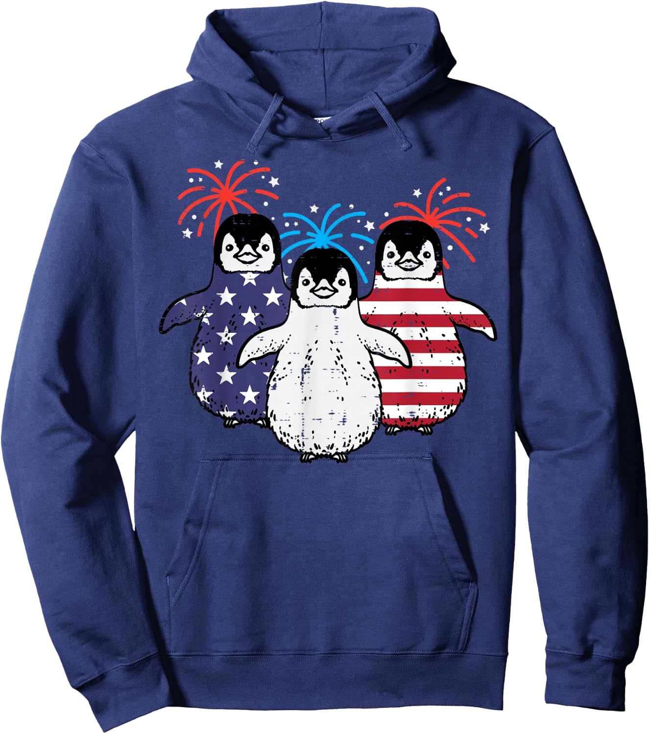 4th Of July American Flag Penguins Patriotic Men Women Kids Hoodie - Hoodie | Navy