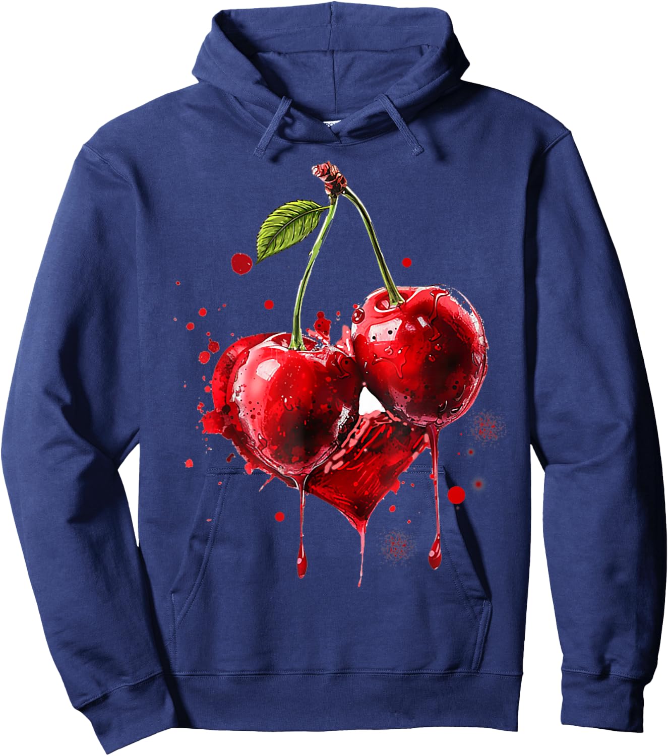 Kirschen Herzschlag Cherry Kirsche Frucht EKG Puls Hoodie - Hoodie | Navy