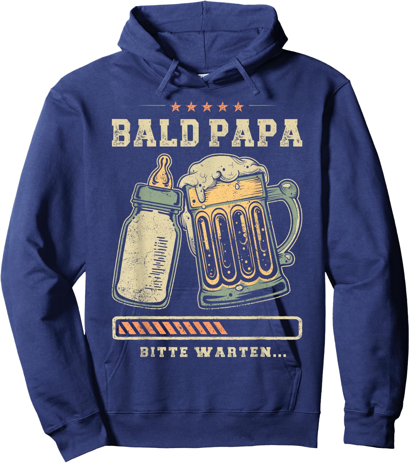 Bald Papa, Fatherhood, Baby Announcement, Expectant Father Hoodie - Hoodie | Navy