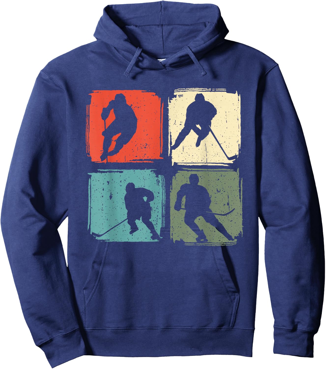 Ice Hockey Player Vintage Motif , black Hoodie - Hoodie | Navy