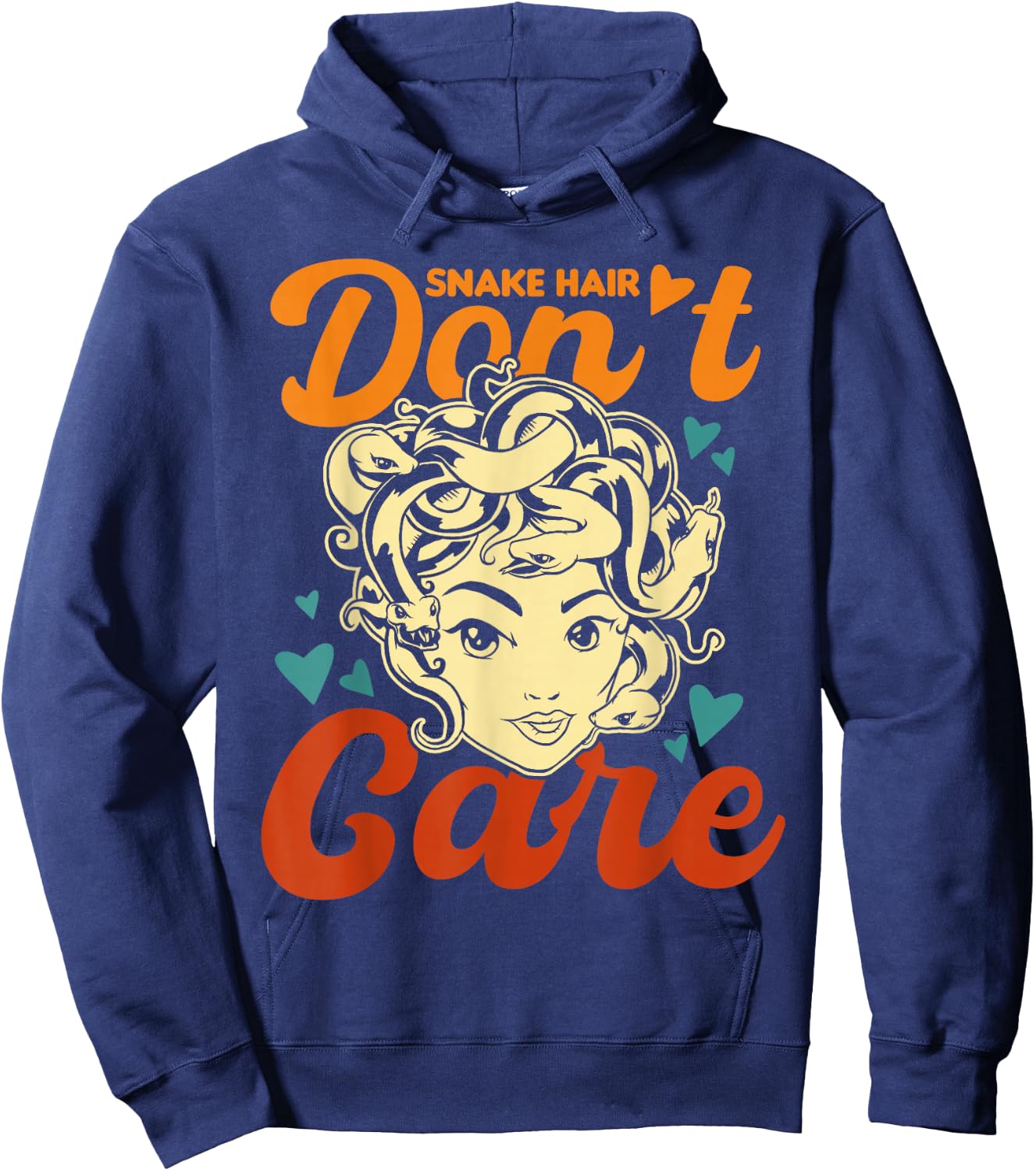Greek Mythology Snake Hair Don't Care Medusa Female Hoodie - Hoodie | Navy