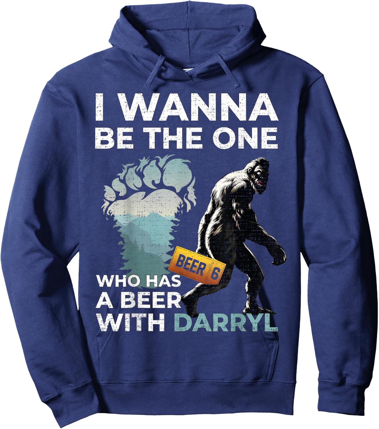 Bigfoot Beer Adventure Wilderness Humor Graphic Hoodie - Hoodie | Navy