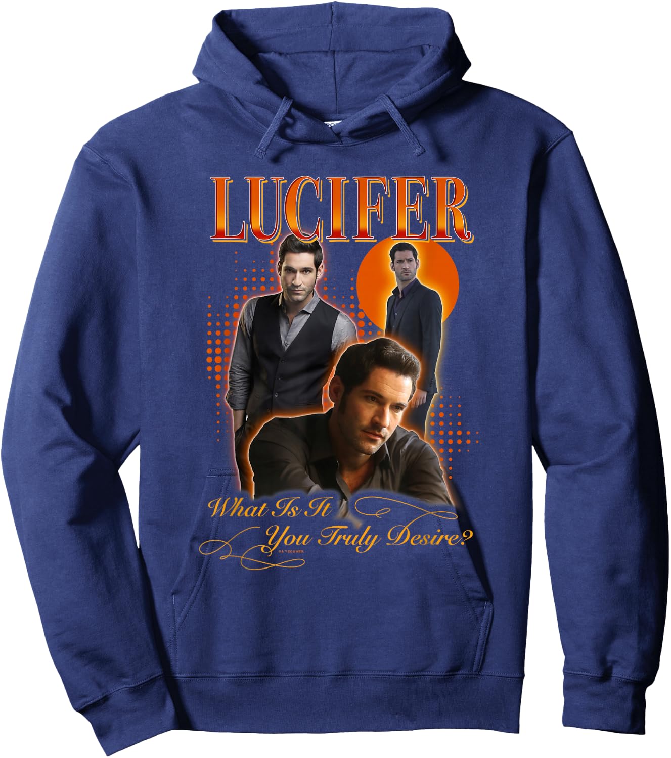 Lucifer Morningstar What You Truly Desire Portrait Collage Hoodie - Hoodie | Navy