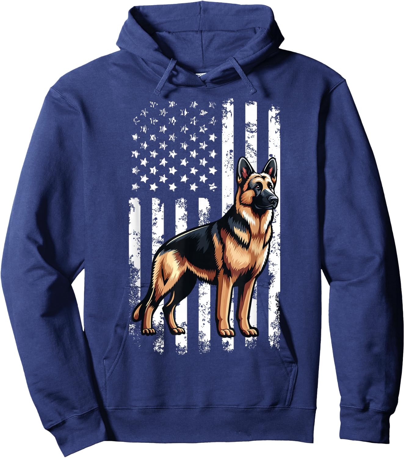 Patriotic German Shepherd AMERICAN FLAG 4th Of July Shepherd Hoodie - Hoodie | Navy