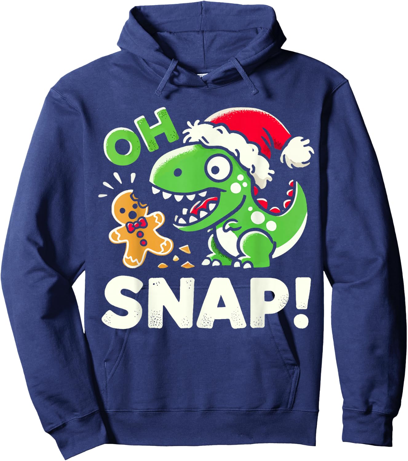 Oh Snap Christmas Gingerbread Man Cookie Baking Dinosaur Hoodie - Hoodie | Navy
