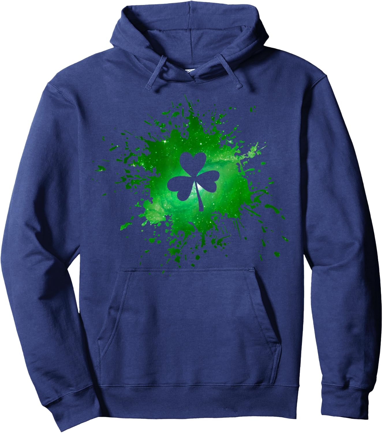 Green Galaxy 3 Leaf Clover St Patrick's Day Shamrock Hoodie - Hoodie | Navy