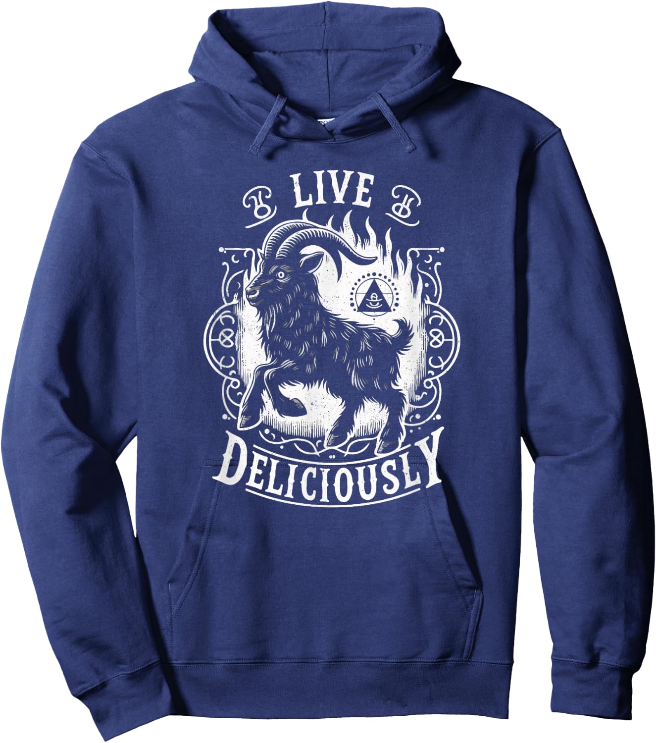 Vintage Witch Horror Goth Occult Live Deliciously Hoodie - Hoodie | Navy