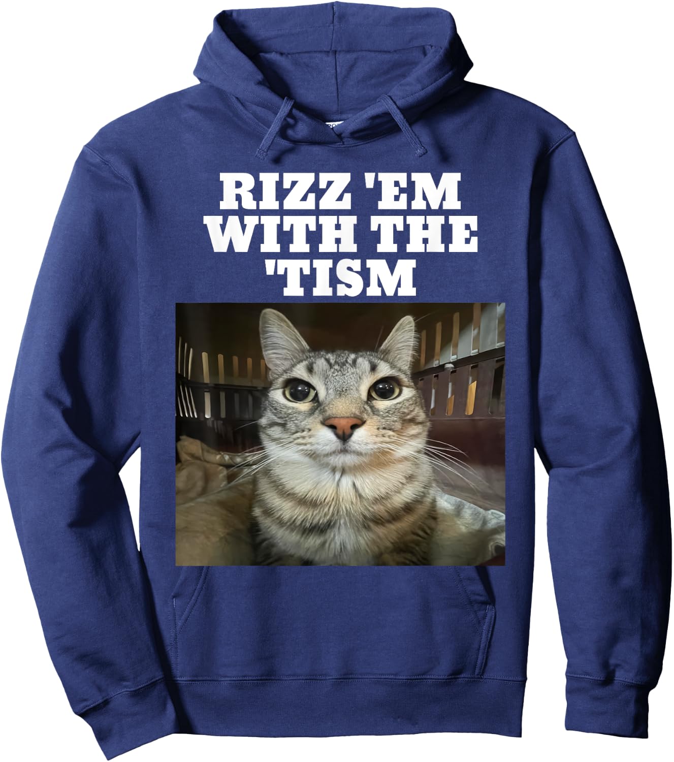 Rizz Em With The Tism Meme Autistic Cat Rizz Women Kids Hoodie - Hoodie | Navy