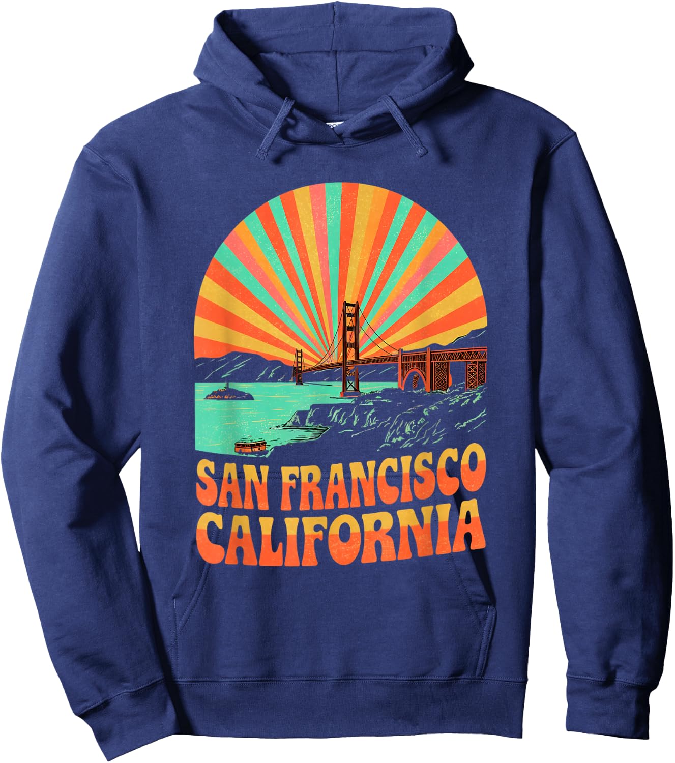 Retro San Francisco California California Sunset Souvenir Hoodie - Hoodie | Navy