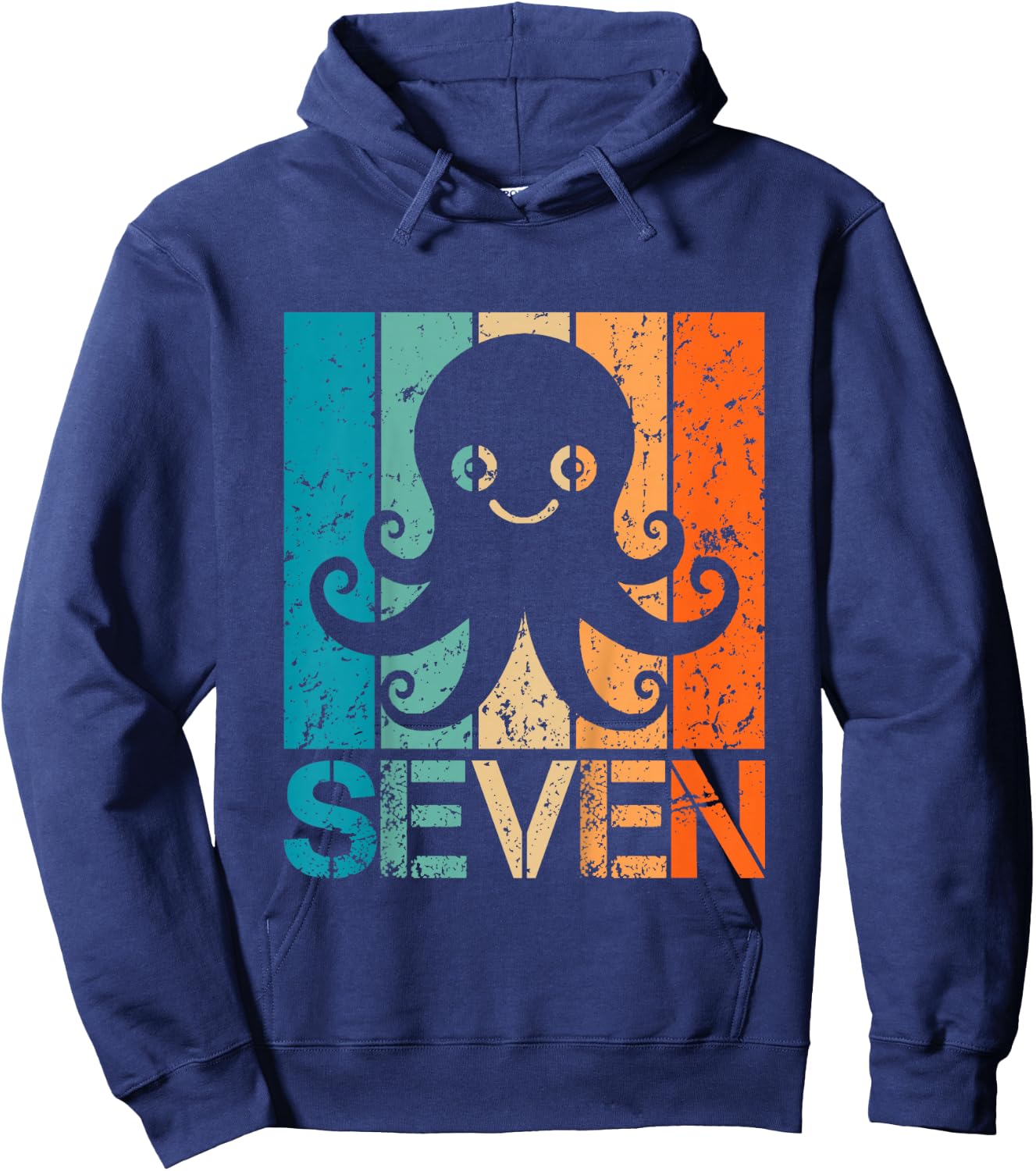 Funny 7th Octopus Birthday 7 Year Old Birthday Octopus Hoodie - Hoodie | Navy