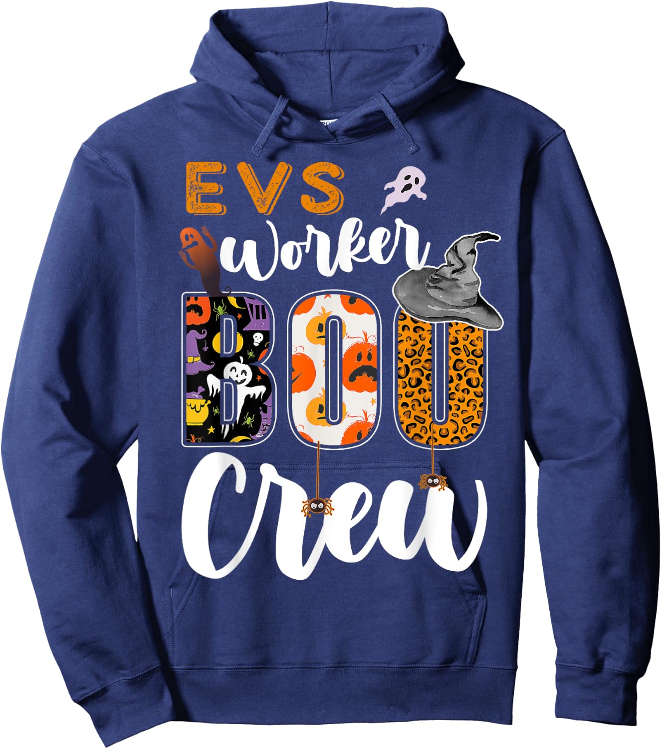EVS Worker Boo Crew Halloween Environmental Services Match Hoodie - Hoodie | Navy