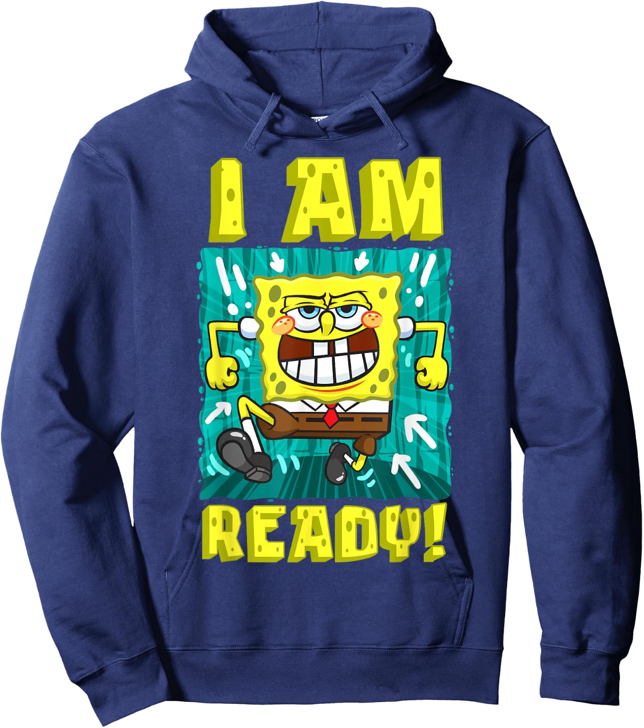 Mademark x SpongeBob SquarePants - SpongeBob I Am Ready Funny SpongeBob Running and Ready Hoodie - Hoodie | Navy