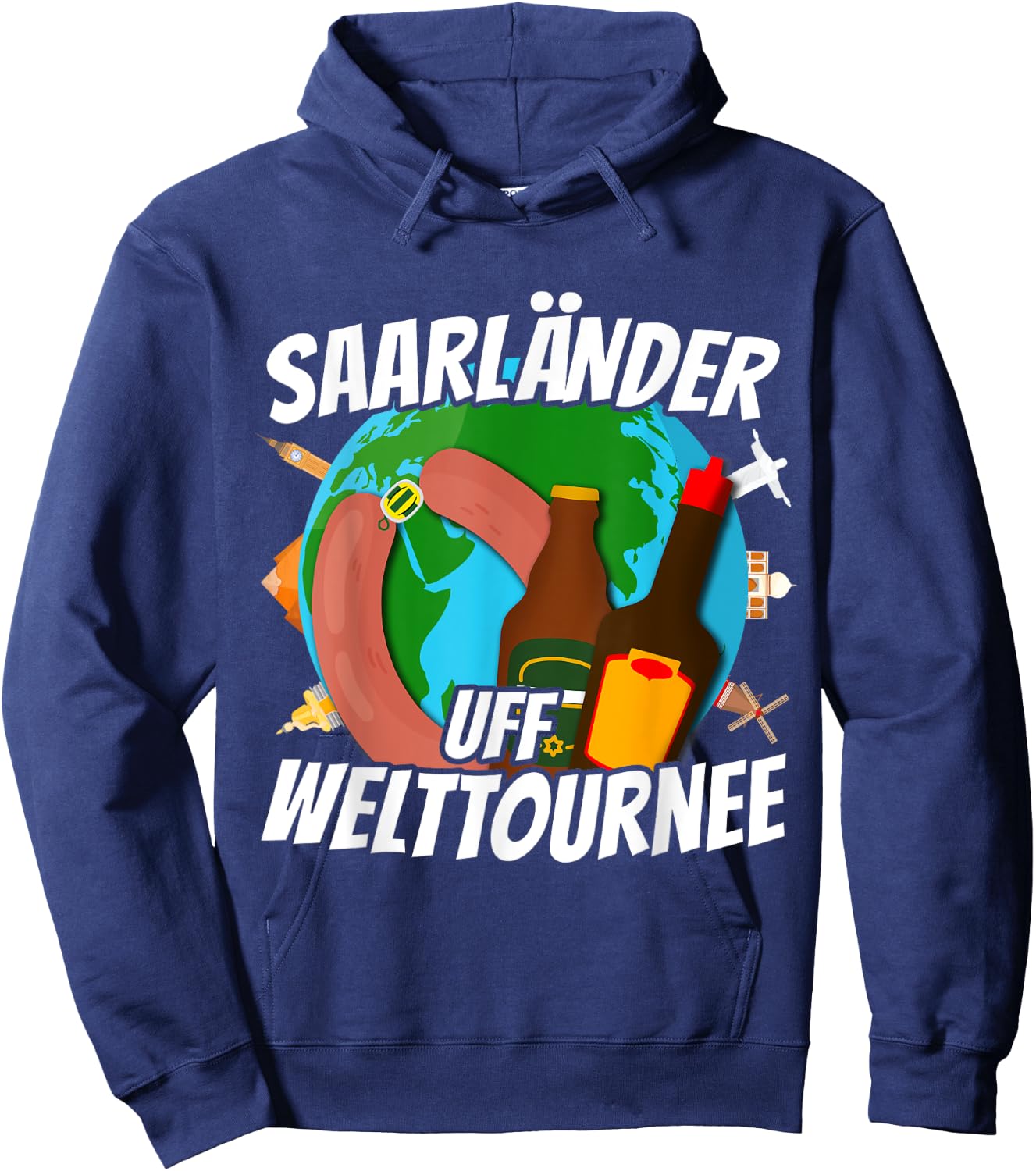 Saarländer auf WeltTournee Saarland Liebe Travel , black, s Hoodie - Hoodie | Navy