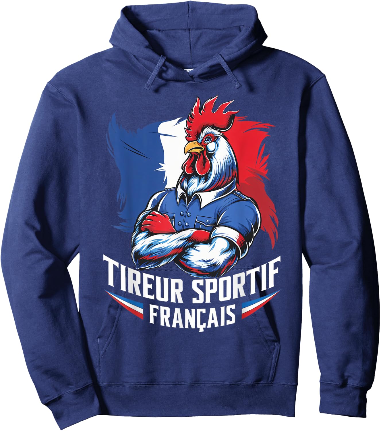 French Sporty Shooter, Shooting Stand Humor Airsoft Pride , Black, S Hoodie - Hoodie | Navy