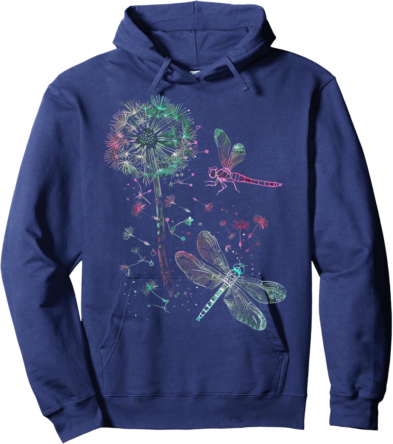 Dandelion Puff Ball with Dragonfly Hoodie - Hoodie | Navy