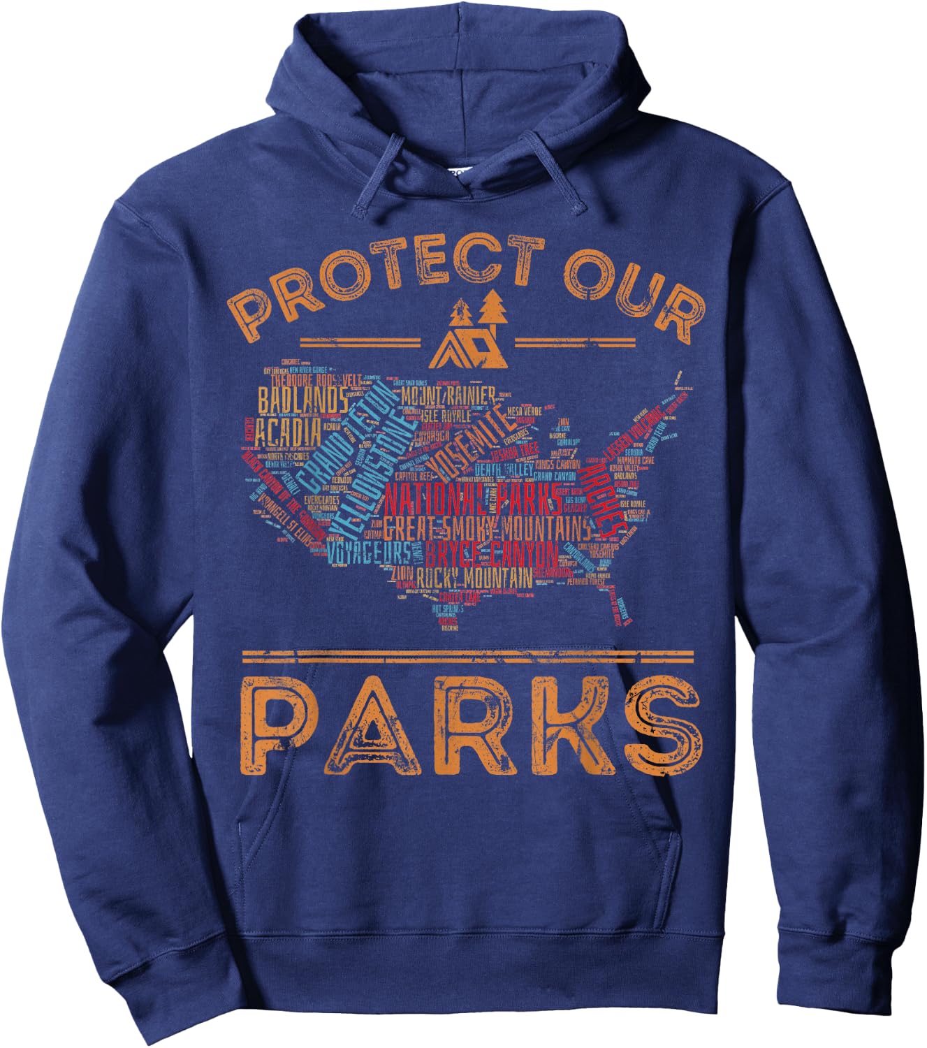 Protect Our Parks National Park Map Hiking USA Hoodie - Hoodie | Navy