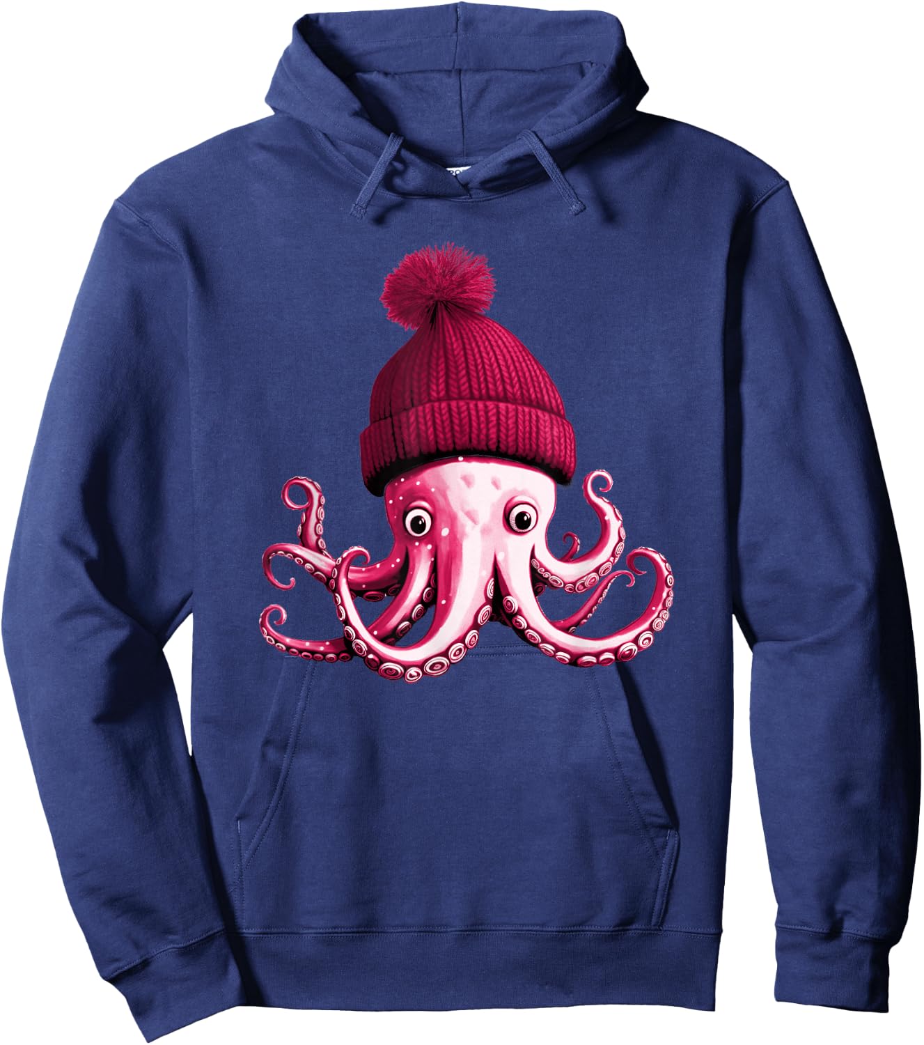 Cephalopod Octopus Lover Chilling in Red Cap Novelty Clothing Hoodie - Hoodie | Navy